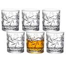 Jg 6 Copo Vidro Baixo Whisky Drink Relevo 280ml Transparente