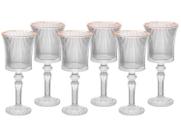 Jg.6 Taças p/Agua de Vidro Graffiato Borda Dourada 260ml