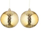 Jg bola natalina 10cm c/02 dourado desenhos neve (9012004)