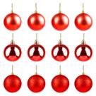 Jg Com 12 Bolas Natalinas Vermelhas 4cm - Enfeite Natalino