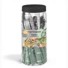 Jg de talheres 16 pc cb plastico salvia c/ pote