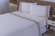 Jg Lençol Viúva 188x128x30 Bordado Richileu 3peças 200fios CAQUI
