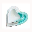 Jg.Prato c/Bowl Porcelana Coração Branco/Verde Borda Dourada