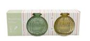 Jg. Vaso e Difusor Vidro Verde c/ 2 Peças e Varetas 8,3x8cm