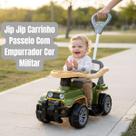 Jip Jip Carrinho Quadriciclo Passeio Com Haste Guia Empurrador Apoio de Pé Cor Verde Militar