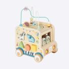 Jipe do Explorador, da Tooky Toy - Brinquedo Educativo de Madeira de Atividades com Aramado e Formas de Encaixar, Veículo de Safári - Cód. TP542