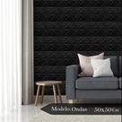 JK Kit 12 Placas 3D 50x50cm Estrelar Preta