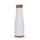 JL GA 6300BR - Garrafa squeeze em aço 750 ml, pintura branca com tampa e base em madeira