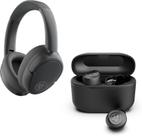 JLab Black Audio Bundle: Fone de Ouvido Bluetooth Premium Over-Ear JBuds Lux ANC com Cancelamento Ativo de Ruído Híbrido + Fones de Ouvido True Wireless Go Air Pop+, Fone de Ouvido Bluetooth In-Ear com Microfone