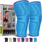 Joelheira BLITZU Compression, pacote com 2 unidades para mulheres e homens, azul