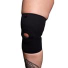 Joelheira compressão ortopédica neoprene com orifício e com reforço preta - progne sports (unid.)