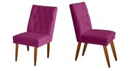 Jogo 02 Cadeiras de Jantar Estofada Cozinha Paris Suede Rosa Pink Eli Móveis