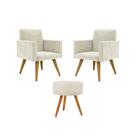 Jogo 02 poltronas Decorativas + Puff Redondo Oferta