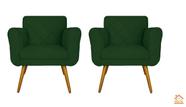 Jogo 02 Poltronas Estofadas Decorativas Para Consultório Isabella Suede Verde - LM DECOR