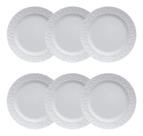 Jogo 06 Pratos Rasos Jantar Tassel Relevo Arabesco Porcelana Germer