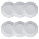 Jogo 06 Pratos Rasos Jantar Tassel Relevo Arabesco Porcelana Germer