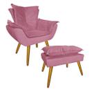 Jogo 1 Poltrona e 1 Puff Para Sala Comercial Apolo Suede Rosa Barbie - LM DECOR