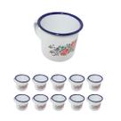 Jogo 10 canecas esmaltada estampada 6cm café roça fazenda