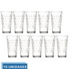 Jogo 10 copo 350ml Vidro Vitrage Suco Agua Transparente Nadir