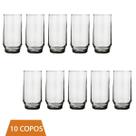 Jogo 10 Copo Vidro Lights 410ml Suco Cristal Luxo Nadir