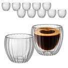 Jogo 10 Copos Caneca De Vidro Dupla Camada Canelado 90ml