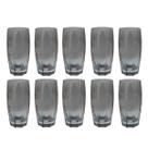 Jogo 10 Copos Florida Vidro Cinza Mesa Posta Chique 370ml
