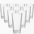 Jogo 10 Copos Vidro Venice 260ml Transparente Base Quadrada