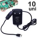 Jogo 10 Fontes Para Raspberry Pi Dc Chaveada 5v 3a Plug Usb-C Alta Eficiência U1002