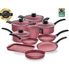 Jogo 10 Panelas Antiaderente Tramontina Rosa Não Gruda Turim Jogo 10 Panelas Antiaderente Tramontina Rosa Não Gruda Turim