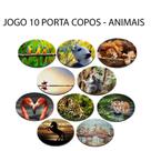 Jogo 10 Porta Copos Animais Floresta Natureza Neoprene Redondo