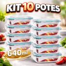 Jogo 10 Potes De Vidro Marmita Tampa 4 Trava Hermética 640ml