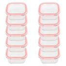 Jogo 10 potes de vidro quadrado 320ml com tampa bela kasa