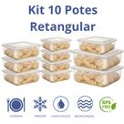 Jogo 10 potes retangular econômico transparente, kit pote BPA free