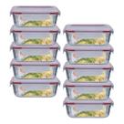 Jogo 10 Potes Vidro Hermetico Retangular Canelado 1520ml