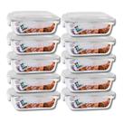 Jogo 10 Potes Vidro Retangular 1040ml Tampa Com Travas Resistentes