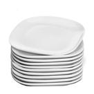 Jogo 10 Prato Raso Branco Quadrado Square 25,5cm Vidro Opalino Jantar Em Casa Tem Jogo 10 Prato Raso Branco Quadrado Square 25,5cm Vidro Opalino Jantar Em Casa Tem