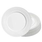 Jogo 10 Prato Raso de Cerâmica 26,5cm Branco Roma Porto Brasil