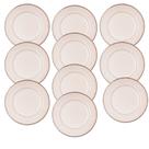 Jogo 10 Prato Raso de Jantar Cerâmica Linear Branco Premium 27cm Lyor