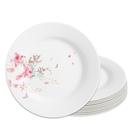Jogo 10 Prato Raso de Vidro Branco Flowers Bord 25,5cm Em Casa Tem