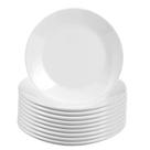 Jogo 10 Prato Raso de Vidro Opalino 26cm Branco Classic Em Casa Tem
