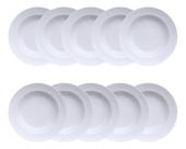 Jogo 10 Pratos Fundos Chevron Etnico Porcelana Branca Germer