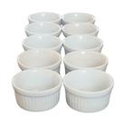 Jogo 10 Ramequins de Porcelana Branca - Tigelas 40ml com Forma Canelada
