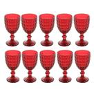 Jogo 10 Taça de Vidro Água Suco Roman Vermelho Wolff 345ml