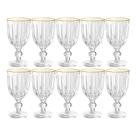 Jogo 10 Taça de Vidro com Borda Dourada Melina Premium Transparente para Água 260ml Haüskraft