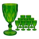 Jogo 10 Taças de Acrílico Verde Diamond Diamante Festa Piscina Plástico 330ml Lyor