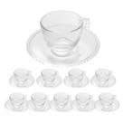 Jogo 10 Xícara de Café com Pires Cristal Pearl Wolff Cor Transparente 90ml