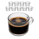 Jogo 10 Xícara de Café de Cristal com Alça Lines Vidro Transparente Canelada 90ml Wolff