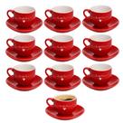Jogo 10 Xícara de Café de Porcelana 90ml Vermelha Coração Lamour Haüskraft