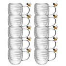 Jogo 10 Xícara de Chá Vidro Parede Dupla Abelha Lovely Bee 180ml Lyor