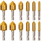 Jogo 12 Brocas Escareadoras Chanfrar Madeira Aluminio 6-19mm